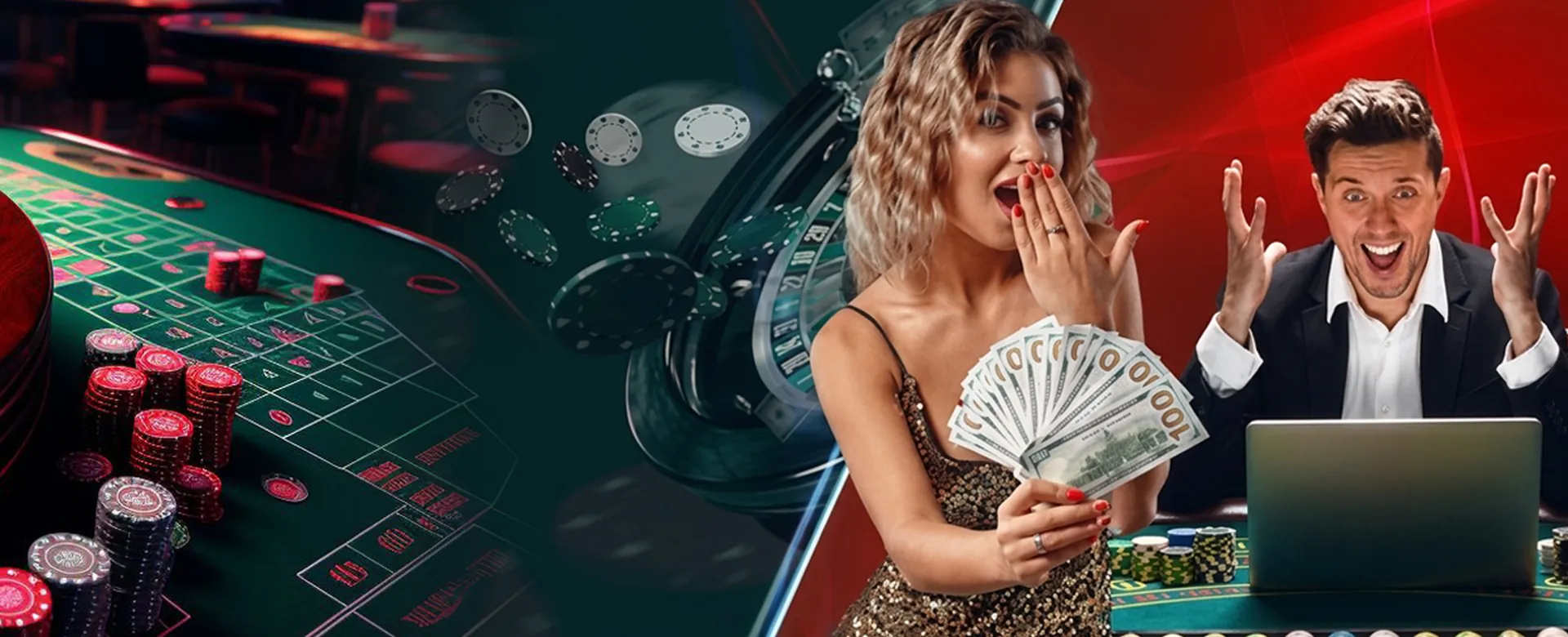 Dynamic online casino background with bright lights and cards